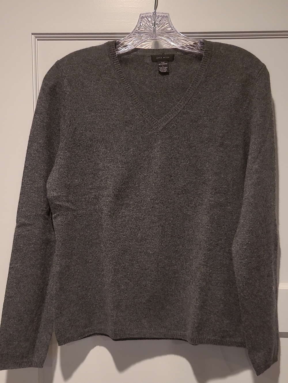 Only Mine Women's V-Neck Sweater in Charcoal Gray